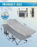 WLIVE 1200D Double Layer Oxford Camping Cots with Mattress for Adults, Foldable Cot for Sleeping, Outdoor Camping Bed with Carry Bag for Resting, Camping, Greige