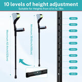 ENLUNTRA Forearm Crutches for Adults, 2 Pcs, Adjustable Arm Crutch with Elbow Strap and Cushion, Portable and Foldable Crutches,Blue Grey