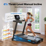 MERACH Incline Treadmill with Incline 6%-15%, 7-Layer Belt 300LBS Capacity Tredmill Foldable Handle Running Treadmills for Home, 0.5-7.5MPH 3.0HP