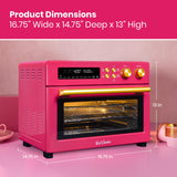 VAL CUCINA Limited Edition Happy Pink Infrared Heating Air Fryer Toaster Oven, Extra Large Countertop Convection Oven 10-in-1 Combo, 6-Slice Toast, Enamel Baking Pan Easy Clean with Recipe Book