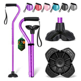 BeneCane Walking Cane Adjustable Cane with Offset Soft Cushioned Handle for Men & Women Lightweight Comfortable Extra Stability Base Mobility Aid for Men Women and Seniors Purple