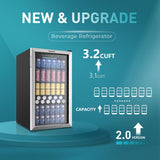 EUHOMY Beverage Refrigerator Cooler, 130 Can Mini Fridge with Glass Door for Soda Beer or Wine, Beverage Cooler, Silver