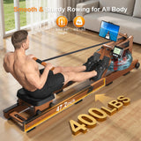Rowing Machines for Home,Water Rowing Machine with Foldable Design,400LBS Capacity,LCD Monitor,Smooth Glide Rails,Comfortable Seat,Free App(Bluetooth) Supported for Immersive Water Rower&Home Gym