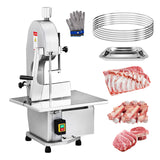 ROVSUN 1500W Electric Bone Saw Machine, 0.16-7.9Inch Cutting Thickness Frozen Meat Cutter with 6 Saw Blades, Commercial Bandsaw Machine Stainless Steel 19.4 x 15.2 In Table for Chicken Fish Beef