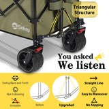 Sekey 48''L Collapsible Foldable Extended Wagon with 440lbs Weight Capacity, Heavy Duty 300L Folding Utility Garden Carts. Khaki