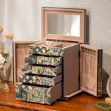 Homruilink High End Glass Jewelry Box for Women, 5 Layer,Emerald