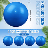 Leyndo 4 Pcs 26 Inch Yoga Exercise Ball Pilates Pregnancy Birthing Fitness Ball with Quick Pump Anti Burst for Improved Posture, Balance, Yoga, Pilates, Training(Blue)