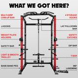 Goimu C1-V4 Power Cage, 2000LBS Squat Rack with LAT Pulldown, Multi-Function Weight Cage Strength Training Machine, Workout Cage (RD Home Gym Package)