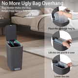 rejomiik Small Bathroom Trash Can with Lid, 3.2 Gallon Step Garbage Can with Handle