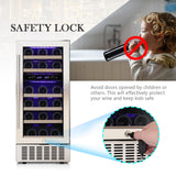 COWSAR 28 Bottle Wine Fridge, Commercial Dual Zone Beverage Refrigerator, Independent Temp, LED, Under Counter Drink Wine Cooler Chiller