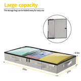 4.5 Inches Under Bed Storage Containers with Sturdy Sidewalls/Bottom and Reinforced Handles，Low Profile Underbed Storage for Clothes,Shoes,Pillows and Blankets with Zips and Clear Windows,4 Pack
