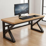 RMWHGDUL Wooden Computer Desk with Angled Metal Legs Reinforced Solid Wood Square Edges Multipurpose Use Suitable for Student Desktop Home Office Bedroom Gaming, 180 50 75cm