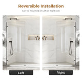 Shower Glass Panel Fixed Shower Screen, 32” W x 78” H 3/8” 10mm Single Frameless Shower Doors for Walk in Shower with Clear Tempered Glass Explosion-Proof Film for Bathroom, Matte Black Hardware