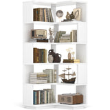 Besiost Corner Book Shelf, 6-Shelf Corner Bookshelf for Small Corner Spaces, L-Shape Bookcase