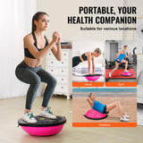 VEVOR 26-inch Half Exercise Ball Trainer, 1500 lbs Capacity Balance Ball, Includes Resistance Bands and Pump, Ideal for Full Body Workouts, Yoga, and Strength Training at Home Gym, Pink
