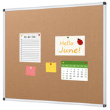 VIZ-PRO Cork Bulletin Board, 48 X 48 Inches, Wall-Mounted Corkboard with Silver Aluminium Frame for School, Office, and Home 4' X 4'