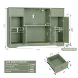 HOSTACK Microwave Cabinet with Charging Station, 47" W Kitchen Storage Cabinet with Microwave Stand, Farmhouse Buffet Sideboard with Drawers and Shelves for Kitchen, Dining Room, Green