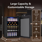 Electactic 37 Bottle Wine Fridge,Freestanding 145 Can Beverage Refrigerator with Smart Temperature Control, Black