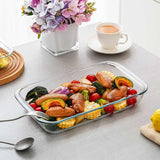 High Borosilicate Glass Baking Tray 3-Piece Set, 2.3 Quarts+1.6 Quarts+1.0 Quarts Rectangular Glass Baking Dish Container for Microwave and Oven, Suitable for Cooking, Baking Bread, Cakes and Meals