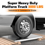 Heavy Duty Platform Truck 3000 lb Capacity, 44" x 28" Steel Flatbed Cart with 2 Detachable Handles