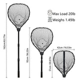 SEASPRO Black Telescoping Fishing Net Aluminum Alloy Rubber Fish Net - Adjustable Length Lightweight Foldable Fishing Gear and Large Fishing Net with Handle Collapsible Extendable Fishing Accessories