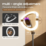 10" Magnetic Ring Light Overhead Camera Phone Mount, XINBAOHONG LED Selfie Light with Stand and Phone Holder, Rechargeable Desk Light for Video Recording（Standing）