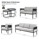 Grand patio 6-Piece Outdoor Furniture Set with Coffee Table, 7 Seats, Beige