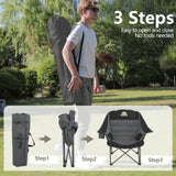 Colegence Oversized Camping Chairs Set of 2, Padded Camping Chair Heavy Duty Lawn Chairs for Adults, XL Foldable Camp Chair for Outdoor Sports, Baseball, Wide Seat Support 450LBS - Black and Grey