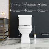 BIGCOW Raised Toilet Seat with Bidet - Round, Soft Close, 3" Height - Dual Nozzle (Frontal & Rear Wash) with Adjustable Cold Water Pressure and Stainless Steel Inlet (Round)