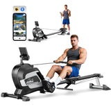 pooboo Rowing Machines for Home, Magnetic Rowing Machine with Adjustable Resistance, Folding Rower Machine of Quiet, 350lbs Weight Capacity, Comfortable Seat Cushion, LCD Monitor, App Support