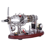 MechPuConToy 16-Cylinder Swash Plate Stirling Engine Generator Model with Voltage Digital Display Meter and LED