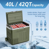 Antarctic Star 12 Volt Refrigerator,43QT(40L)Electric Cooler Compressor, Portable Refrigerator -4℉~68℉,Car Fridge, GREEN