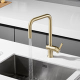 SUMERAIN Pull Out Kitchen Faucets with Dual Sprayer Mode, Single Hole Stainless Steel Modern Kitchen Sink Faucet Brushed Gold