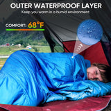 OBTANIM Sleeping Bags Portable Waterproof Camping Sleeping Bag for Adults Kids 4 Seasons Cold Weather or Warm Backpacking Hiking Travel Indoor Outdoor Use (Blue)