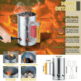 Barrel Charcoal Grill with offset Smoker(420.SQ.IN), Joyfair Large Outdoor BBQ Grills with Chimney Starter Set For Grilling, Smoking, Roasting, with Thermometer & Front Table, 6 S-Hooks & Clamp