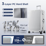 ALPHA CAMP 2 Piece Luggage Sets with Aluminum Frame (20/28 Inch,Silver)