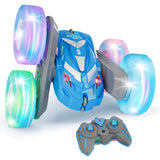 Amicool Remote Control Car for Boys 6-12 with Flashing Lights – 4WD Double-Sided 360° Flip Stunt RC Car | Birthday Indoor & Outdoor Play | Blue