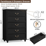 Joaxswe Bedroom Dresser Sets, 54" Wide 7 Drawers Dresser and 45" Tall 5 Drawers Dresser, Wooden 2 Piece Bedroom Furniture Set, Chest of Drawer for Bedroom, Home, Living Room, Hallway, Black