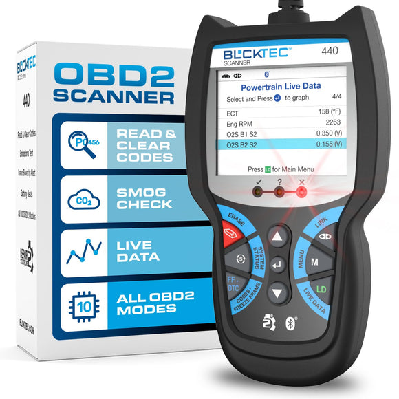 BLCKTEC 440 Bluetooth OBD2 Scanner Diagnostic Tool - Car Code Reader and Scanner for Car - Comes with Live Data BLCKTEC