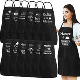Sliner 12 Pcs Funny Cooking Aprons for Women with Pockets Bulk Birthday Gifts Kitchen Baking Cooking Cute Aprons Women Men Novelty Funny Quotes Adjustable Black Pocket