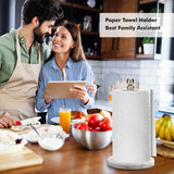 Exilon Paper Towel Holder Countertop with Heavy Marble Base, Standing Paper Towel Roll Holder for Kitchen Bathroom, with Weighted Base for One-Handed Operation