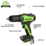 Greenworks 48V (2 x 24V) 17" Brushless Cordless Lawn Mower + 24V Drill / Driver, (2) 4.0Ah USB Batteries (USB Hub)