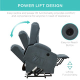 Best Choice Products PU Leather Electric Power Lift Chair, Recliner Massage Chair, Adjustable Furniture for Back, Legs w/ 3 Positions, USB Port, Heat, Cupholders, Easy-to-Reach Side Button - Blue