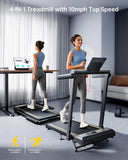 TOPUTURE Walking Pad Treadmill with 12% Incline and Handle Bar, 4 in 1 Folding Treadmill for Home/Office, Under Desk Treadmills Portable Walking Pad with App & Bluetooth Speaker, 0.6-10MPH
