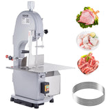 Commercial Electric Meat Bandsaw, 1500W Stainless Steel Countertop Bone Sawing Machine, Workbeach 19.3" x 15", 0.16-7.9 Inch Cutting Thickness, Frozen Meat Cutter with 6 Blades for Rib Pork Beef