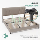 Novilla King Size Bed Frame with Adjustable Headboard Platform King Bed Frame Linen Fabric Upholstered Headboard, No Box Spring Needed, Noise-Free, Wooden Slats Support, Easy Assembly, Beige
