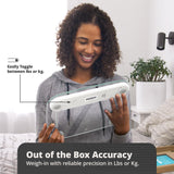 Greater Goods AccuCheck Digital Scale for Body Weight - Accurate Digital Bathroom Scale with High-Precision Sensors, Large Easy-to-Read Backlit Display, 400 lb Capacity, Auto Step-On (Clear)