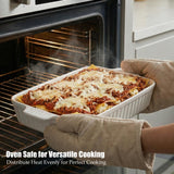 Feenmai Casserole Dishes for Oven, Ceramic Baking Dishes, Porcelain Bakeware Set of 4, Rectangular Baking Pan, White Deep Lasagna Pan with Handle for Cooking, Roasting, Cake, 15.3"/12.8"/11.6"/9.8"
