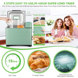2.2LB Larger Bread Maker Machine with Dual Heaters, 17-in-1 Bread Machine With Die-Cast Ceramic Pan & Auto Fruit Dispenser, Full Stainless Steel Breadmaker, 15H Timer&Keep Warm, Sourdough, Gluten-Free