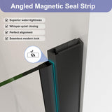 EASYWORC Frameless Pivot Shower Door 26"-28" W x 72" H, Swing Shower Glass Doors with Nano Explosion-Proof Film Tempered Glass 1/4"(6mm) Reversible Installtion, Matte Black Finish